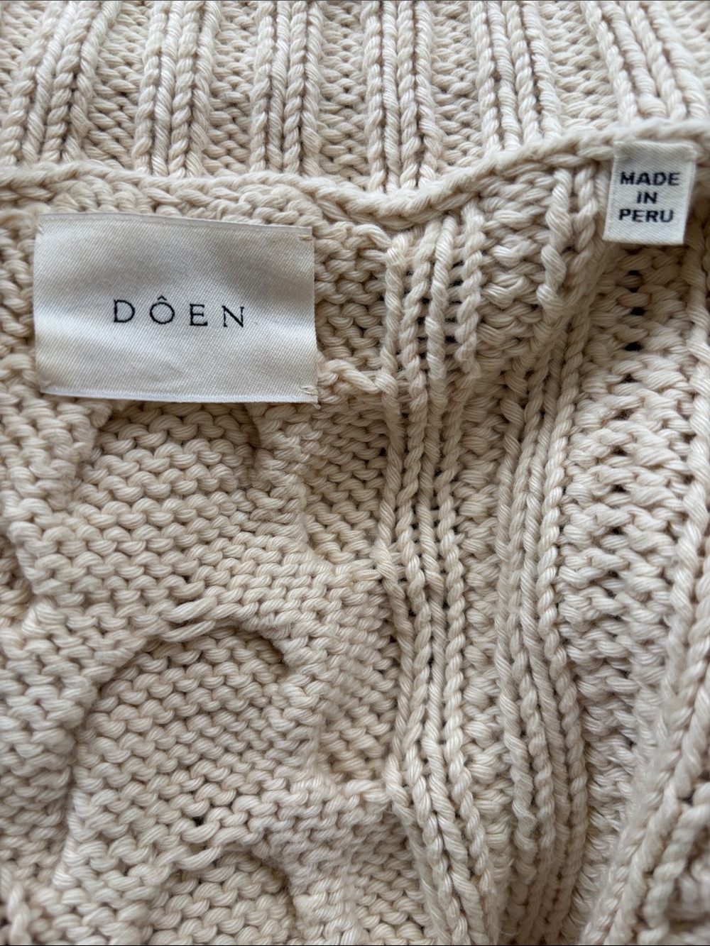 Doen 🏹 Cardiff XS/S Milky Way cotton Cable-Knit Cardigan cropped tortoiseshell - Picture 7 of 9